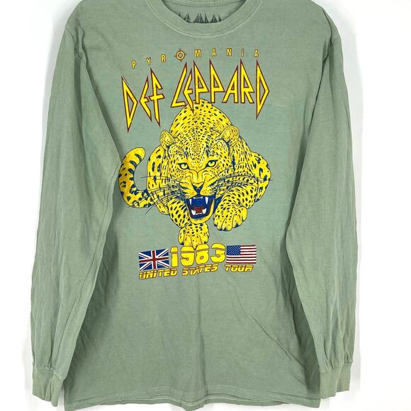 Def Leppard Pyromania 1983 United States Tour Green Concert Tee Size S/M - Picture 3 of 5